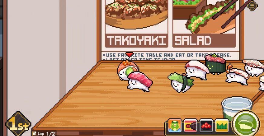 Steam類賽馬娘壽司養成賽跑《Wabisabi SushiDerby》開放試玩途中被食客夾走吃掉就淘汰